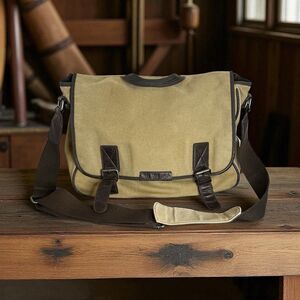 William Rast Canvas Messenger Bag - Vintage Shoulder Frayed Style Khaki